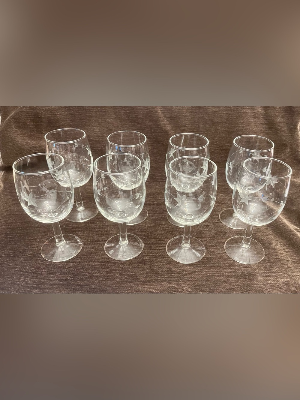 Starflower by Javit MCM Etched Wine Glasses